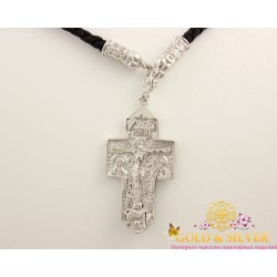 Серебряный крест с шелковым шнурком 950099с